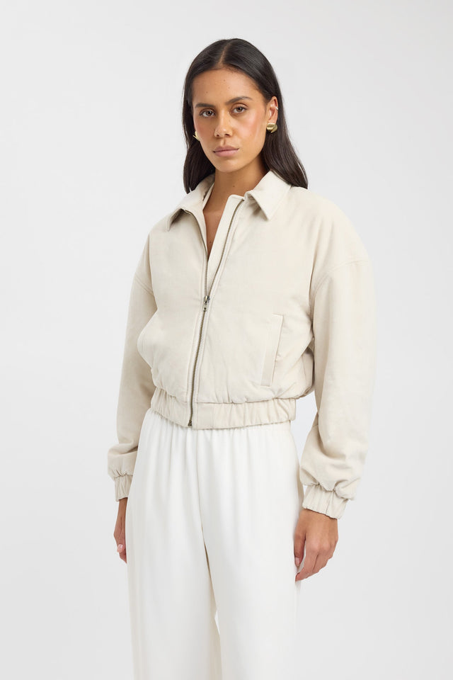 Suki Bomber Kookai Long sleeve Bomber Short brown womens-coats-and-jackets 