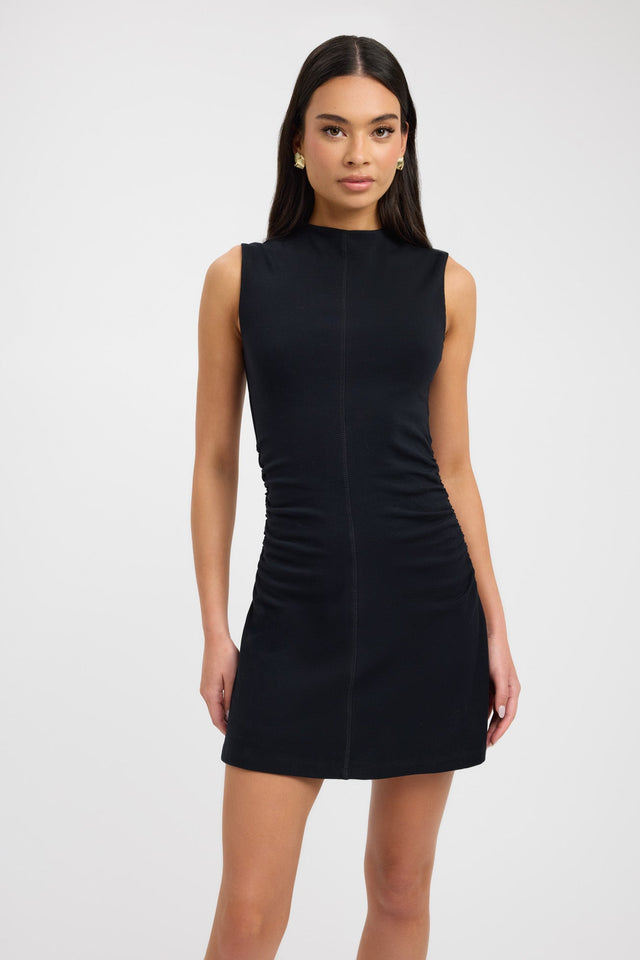 front Grace Mini Dress Kookai Bodycon Mini Fitted Highneck brown womens-dresses 