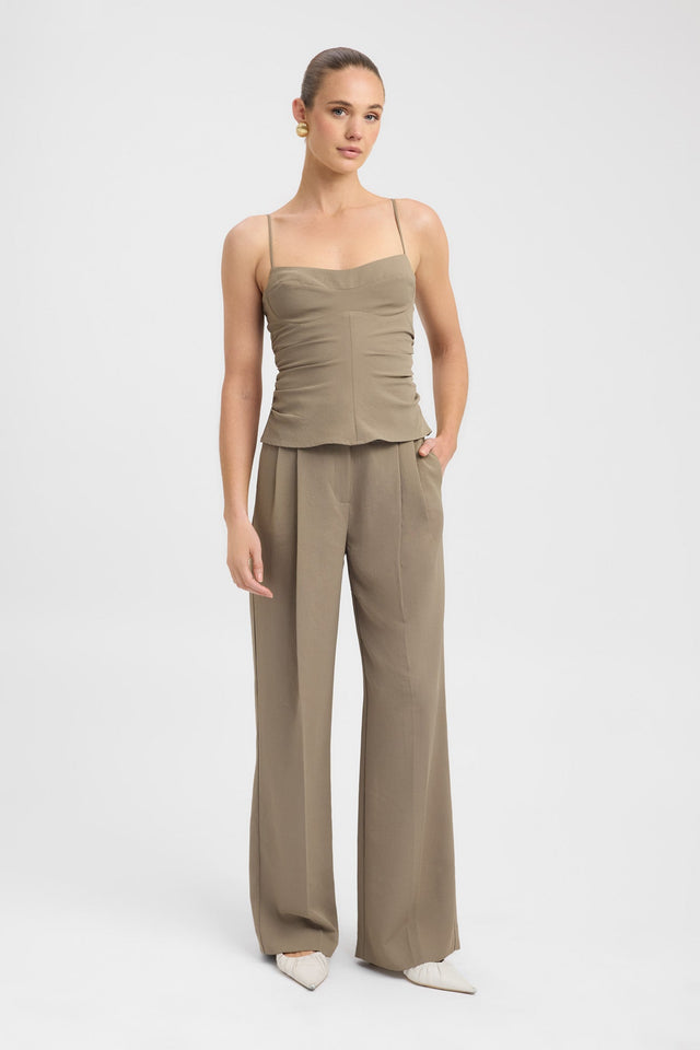 front Opal Cinch Top Kookai Fitted Thin strap Sweetheart black womens-singlets 