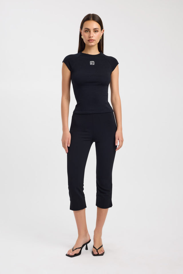side Monogram Raglan Tee Kookai Fitted Roundneck Short sleeves Womens-Blouse 