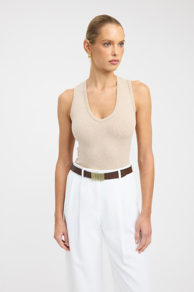 front Soho Tank Kookai Fitted V-neck Sleeveless Womens-Blouse 