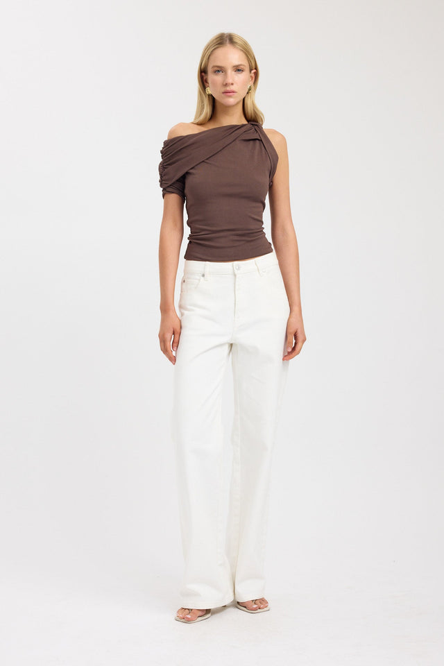 front Hansen Top Kookai Fitted Sweetheart Half sleeves Womens-Blouse 