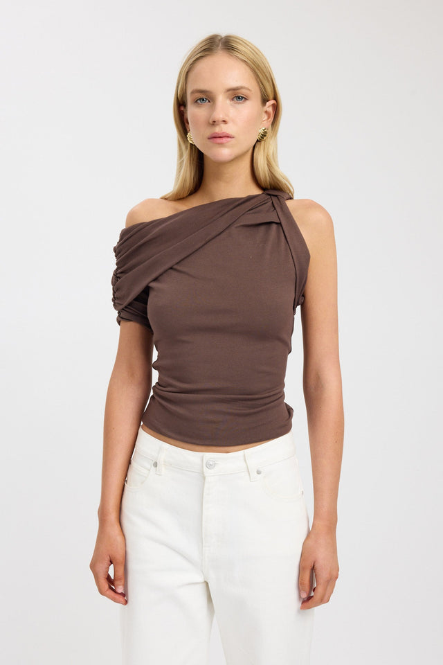 side Hansen Top Kookai Fitted Sweetheart Half sleeves Womens-Blouse 