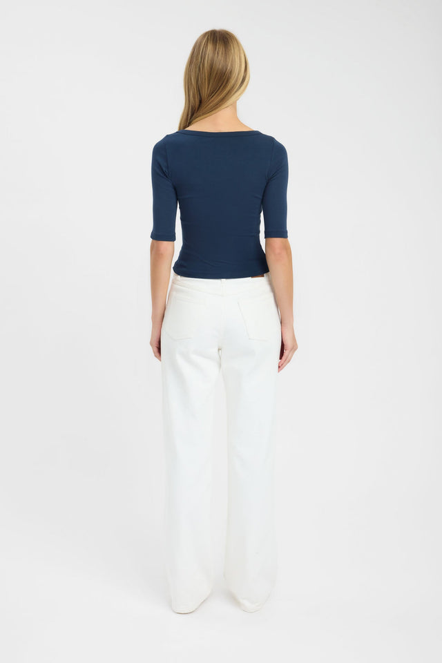 back Jac Top Kookai Fitted Boatneck Half sleeves Womens-Blouse 