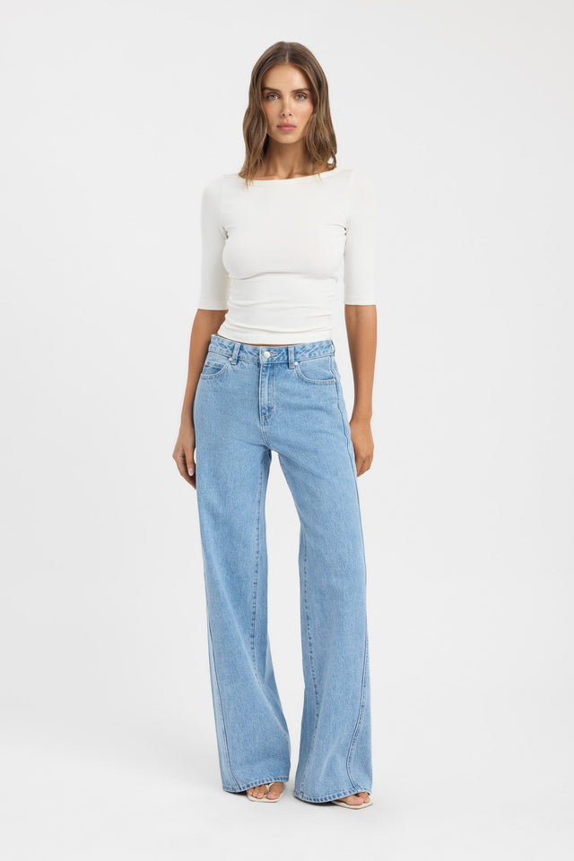 side Jac Top Kookai Fitted Highneck Half sleeves Womens-Blouse 