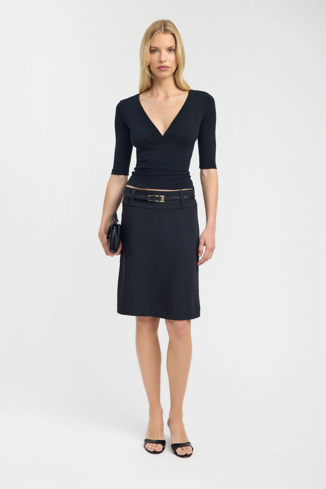 side Davie Top Kookai Fitted Plungeneck Half sleeves Womens-Blouse 