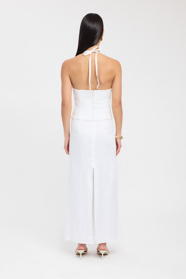 Palm Bead Halter Top Kookai Fitted Plungeneck Sleeveless Womens-Blouse 