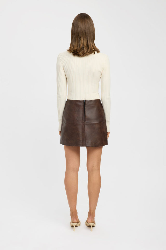 back Phoenix Distressed Skirt Kookai Straight Knee white womens-skirts 