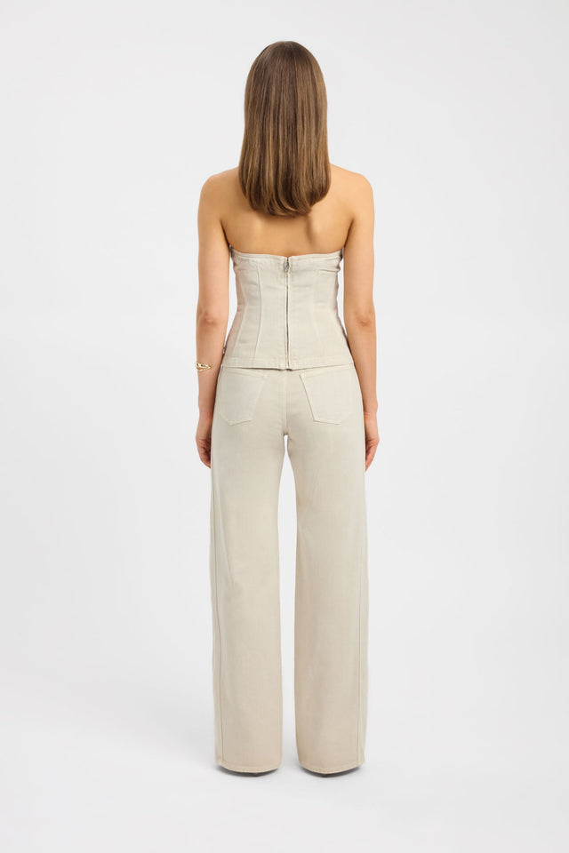 Crafted Piper Corset womens-blouse in beige featuring fitted shape and straight neckline back