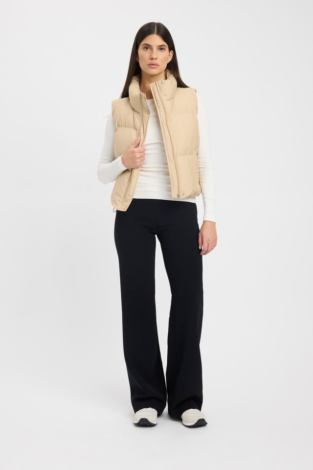 front Vermont Puffer Vest Kookai Sleeveless Puffer Short beige womens-coats-and-jackets 