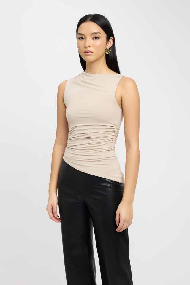 front Alannah Top Kookai Fitted Asymmetry Sleeveless Womens-Blouse 