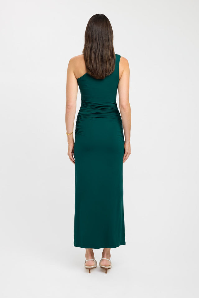back Porter Dress Kookai Bodycon Maxi Fitted Asymmetry black womens-dresses 