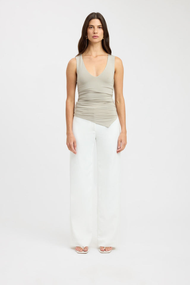 side Mina Top Kookai Fitted Plungeneck Sleeveless Womens-Blouse 