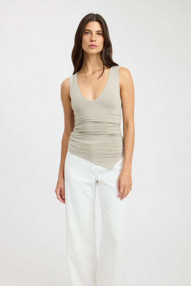 front Mina Top Kookai Fitted Plungeneck Sleeveless Womens-Blouse 