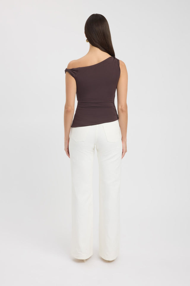 back Milly Top Kookai Fitted Asymmetry Sleeveless Womens-Blouse 