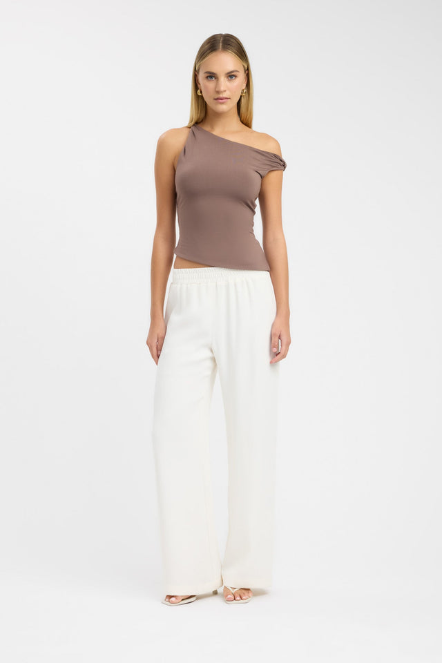 side Milly Top Kookai Fitted Asymmetry Sleeveless Womens-Blouse 