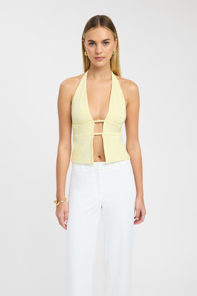 front Harper Top Kookai Fitted Plungeneck Sleeveless Womens-Blouse 