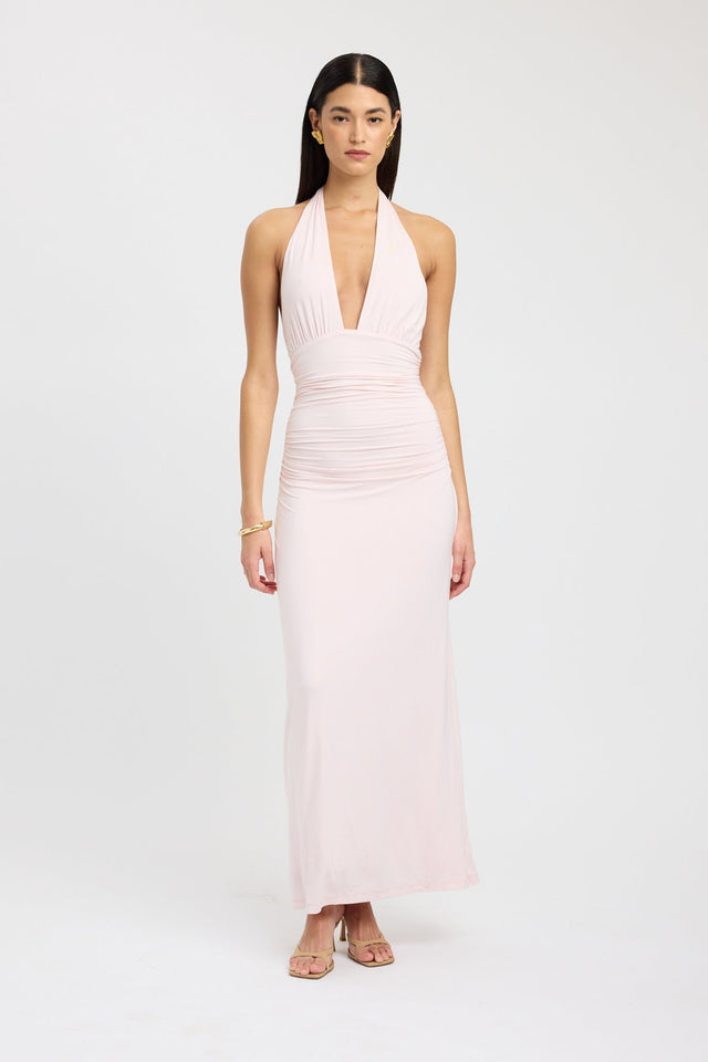 front Leni Maxi Dress Kookai Bodycon Maxi Fitted Plungeneck brown womens-dresses 