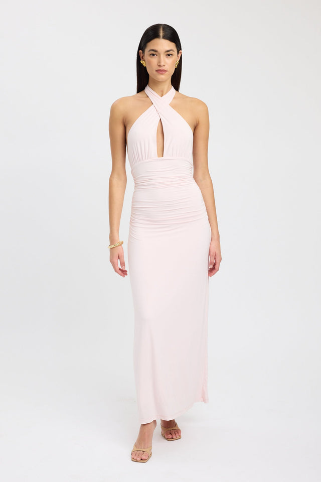 front Leni Maxi Dress Kookai Bodycon Maxi Fitted Plungeneck brown womens-dresses 