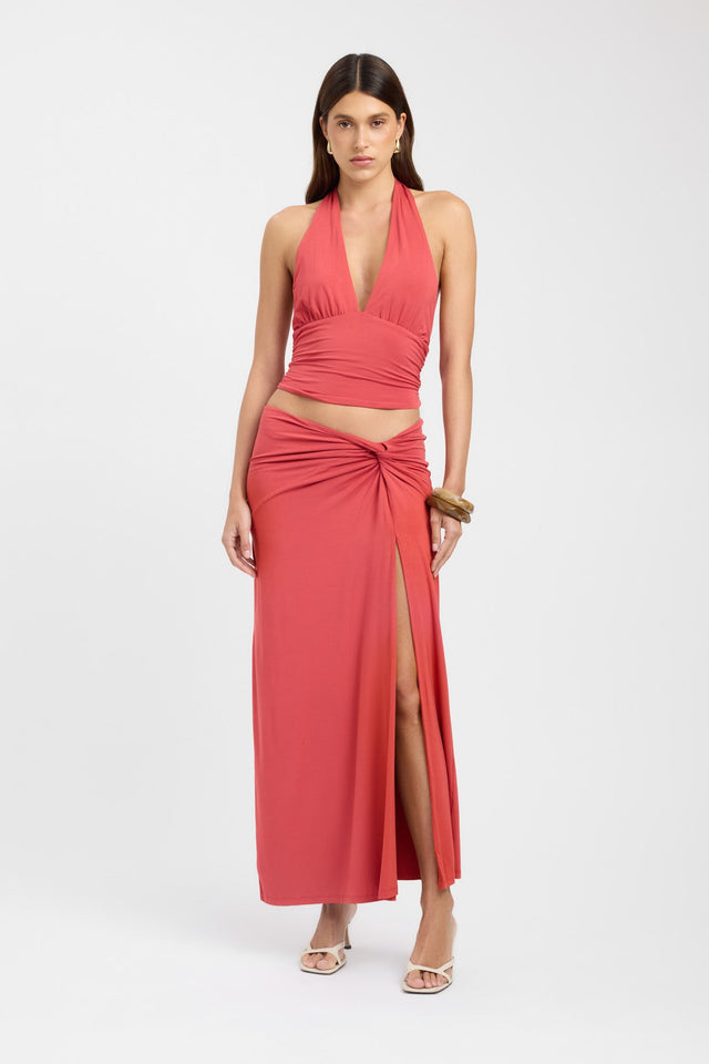 side Leni Top Kookai Fitted Plungeneck Sleeveless Womens-Blouse 