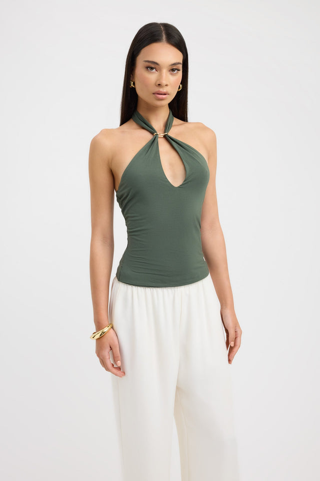 front Havana Top Kookai Fitted Sleeveless Womens-Blouse 