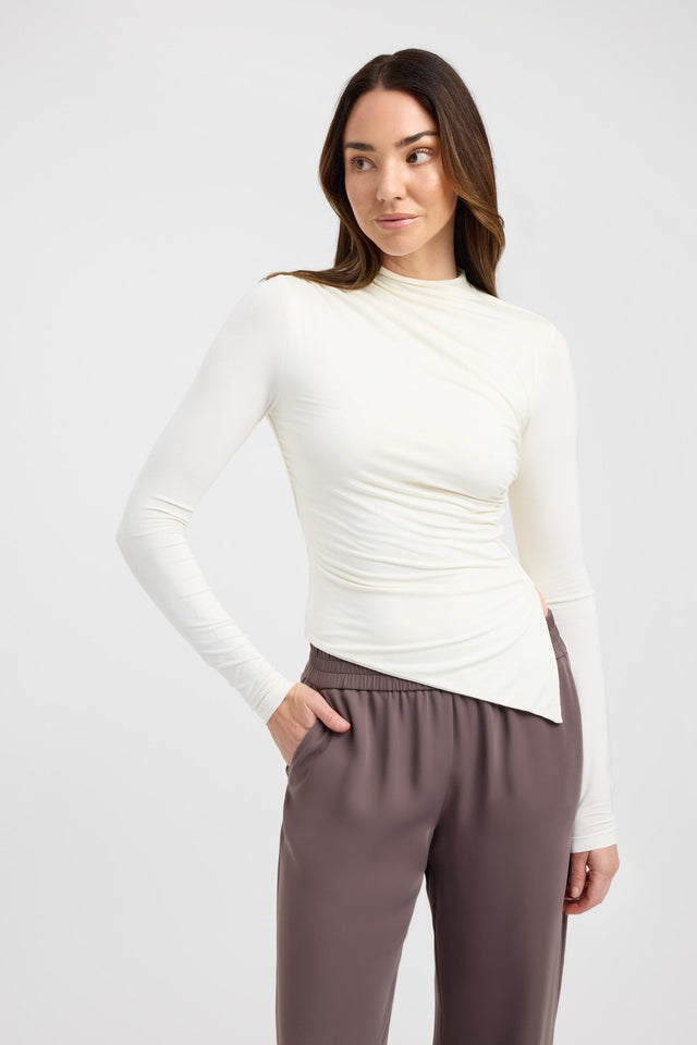 front Valentina Top Kookai Fitted Highneck Long sleeve Womens-Blouse 