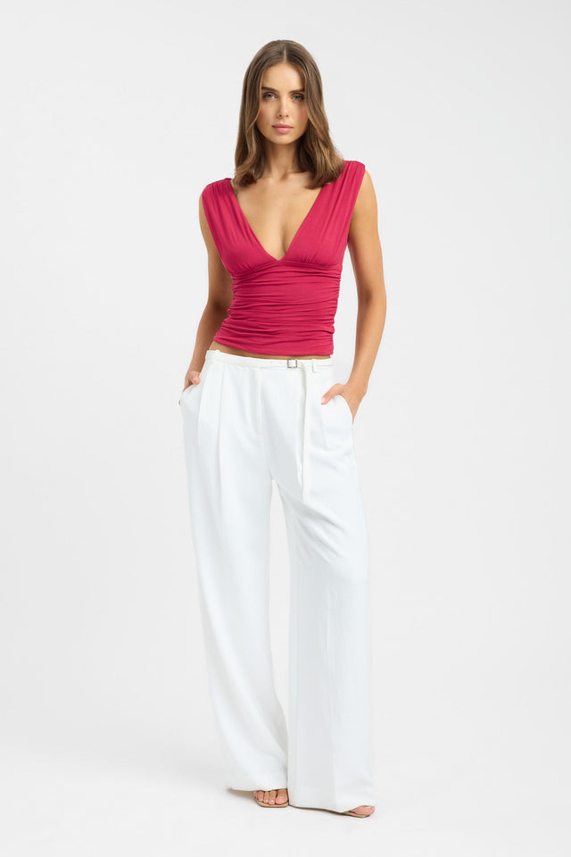 front Solis Top Kookai Fitted Plungeneck Sleeveless Womens-Blouse 