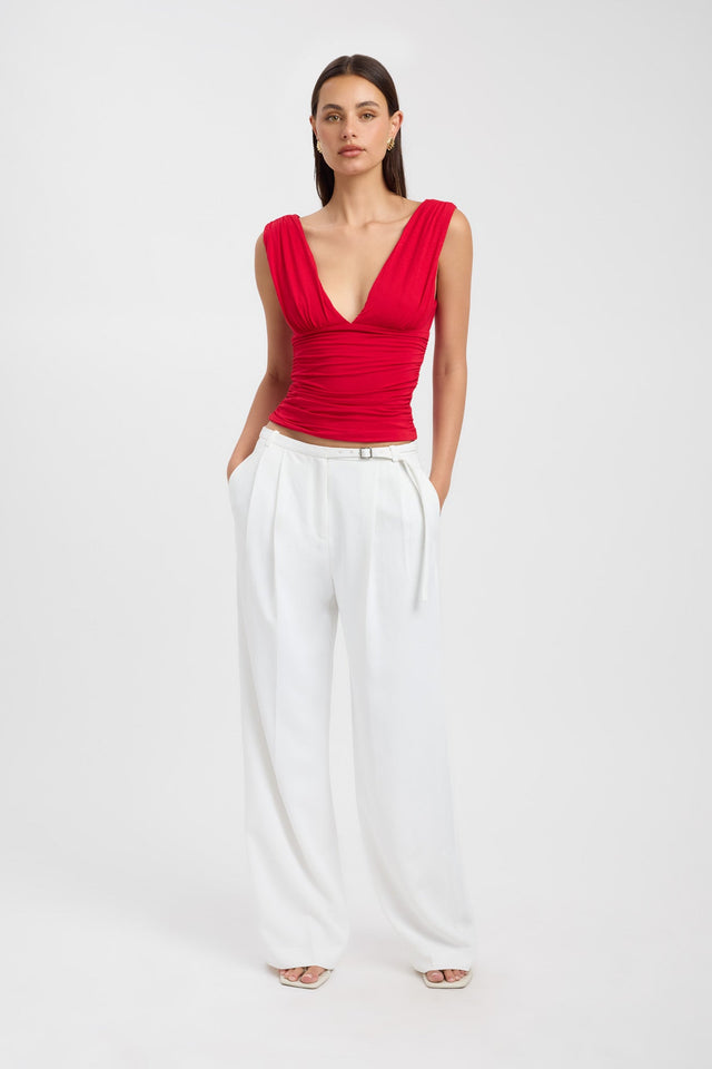 side Solis Top Kookai Fitted Plungeneck Sleeveless Womens-Blouse 