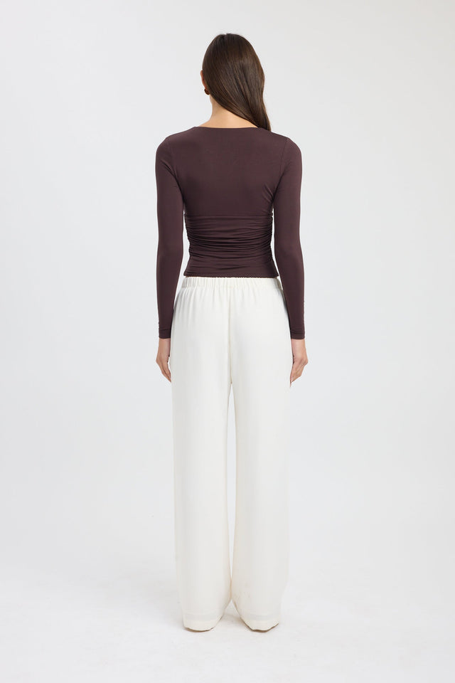 back Solis Long Sleeve Top Kookai Fitted Plungeneck Long sleeve Womens-Blouse 