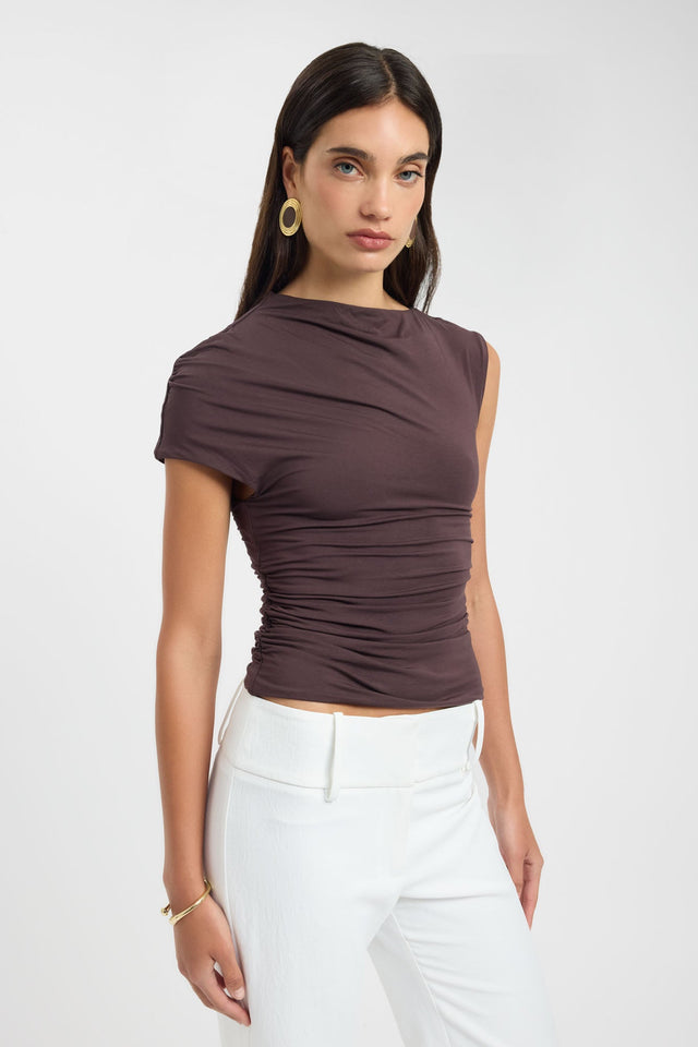 side Tully Top Kookai Fitted Asymmetry Short sleeves Womens-Blouse 