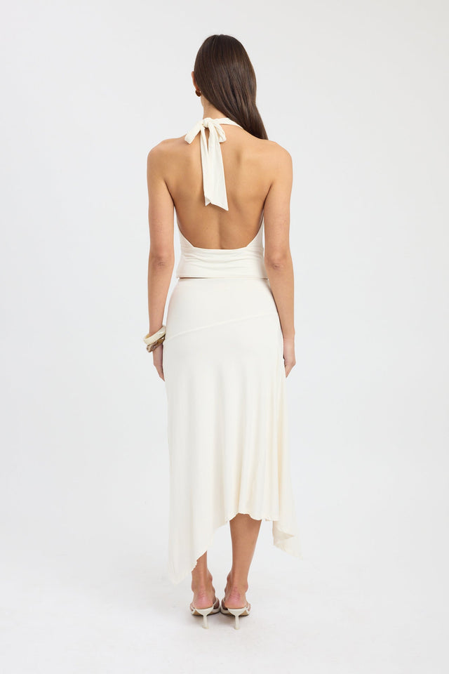 back Walker Halter Top Kookai Fitted Cowlneck Sleeveless Womens-Blouse 