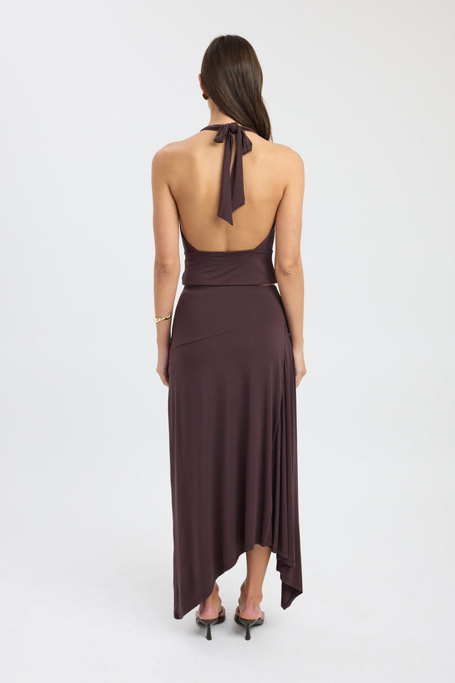 back Walker Halter Top Kookai Fitted Cowlneck Sleeveless Womens-Blouse 