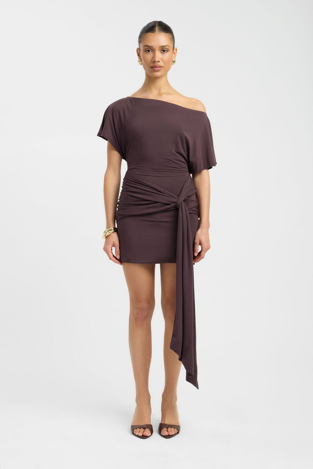 front Lorenze Mini Dress Kookai Bodycon Mini Fitted Asymmetry womens-dresses 