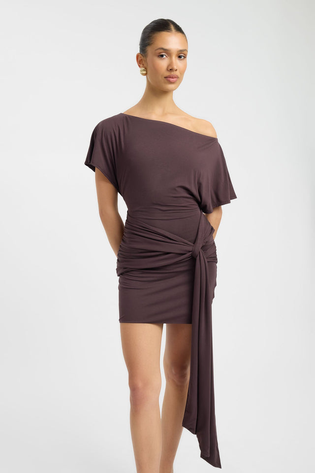 side Lorenze Mini Dress Kookai Bodycon Mini Fitted Asymmetry womens-dresses 