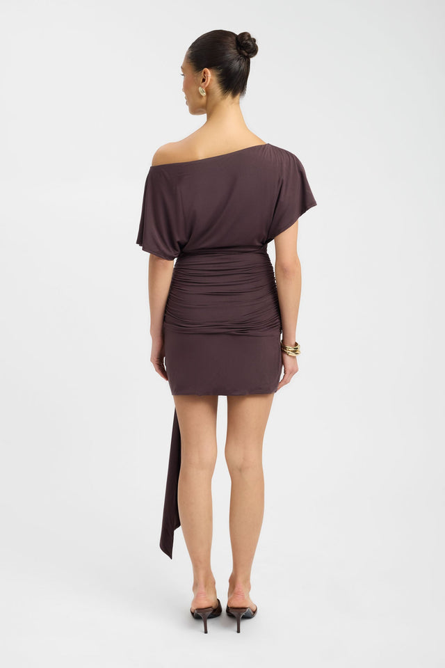 back Lorenze Mini Dress Kookai Bodycon Mini Fitted Asymmetry womens-dresses 