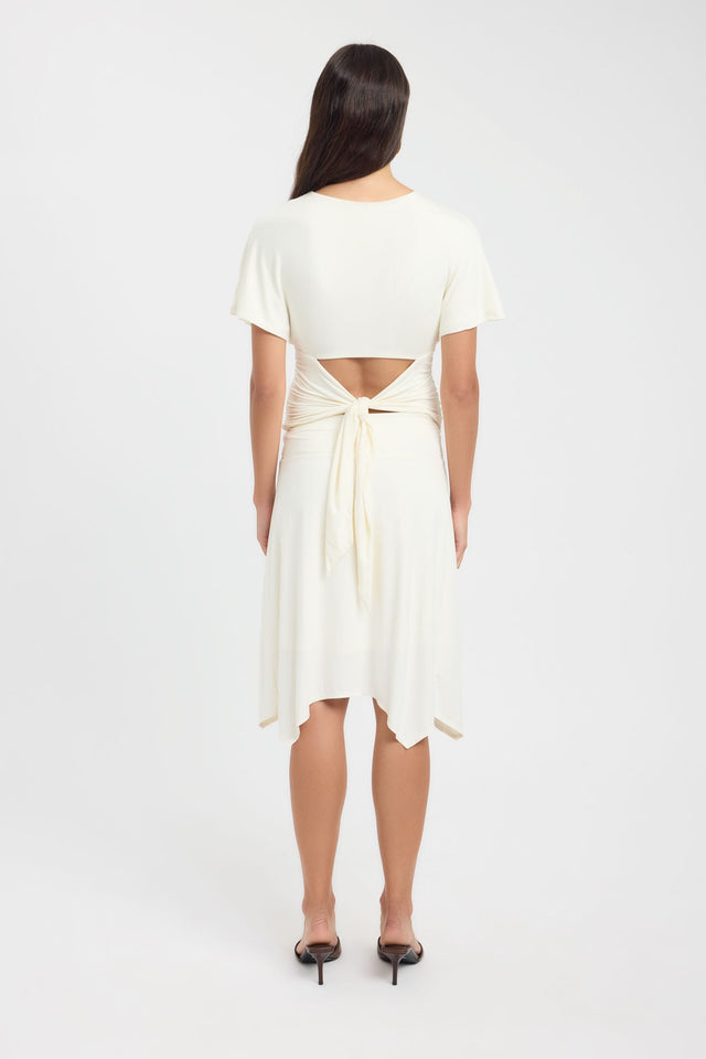Designed with ivory the Isla Top womens blouse featuring fitted v-neckline and short sleeves back