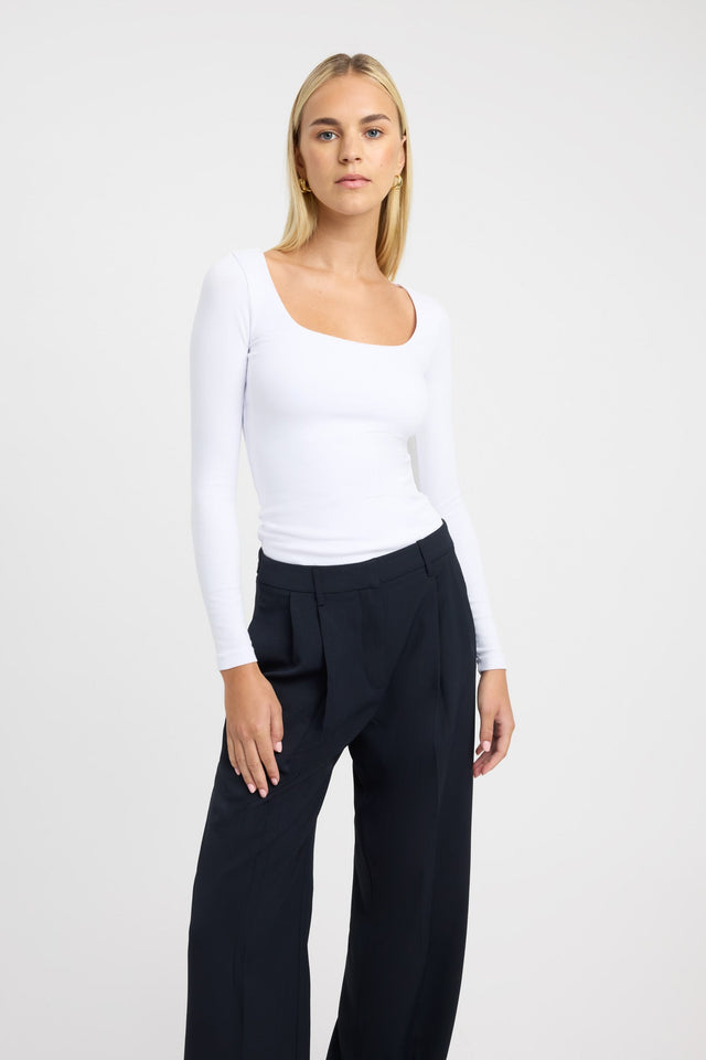 front Rosie Long Sleeve Top Kookai Fitted Scoopneck Long sleeve Womens-Blouse 