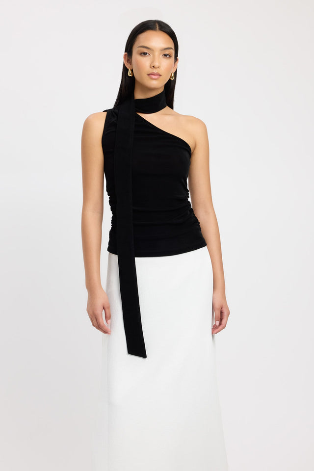 product Skye Scarf Top Kookai Fitted Asymmetry Sleeveless Womens-Blouse 