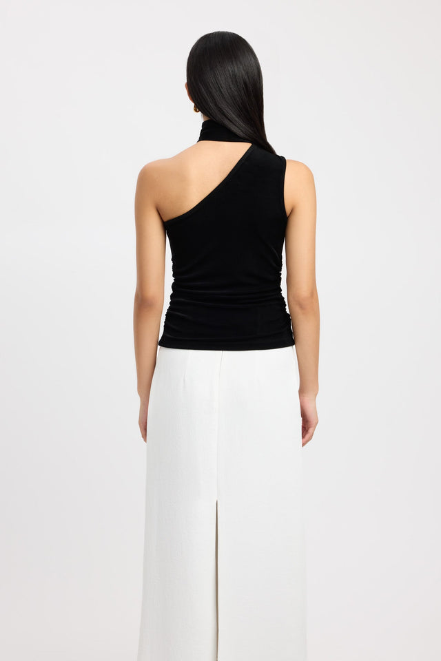 front Skye Scarf Top Kookai Fitted Asymmetry Sleeveless Womens-Blouse 