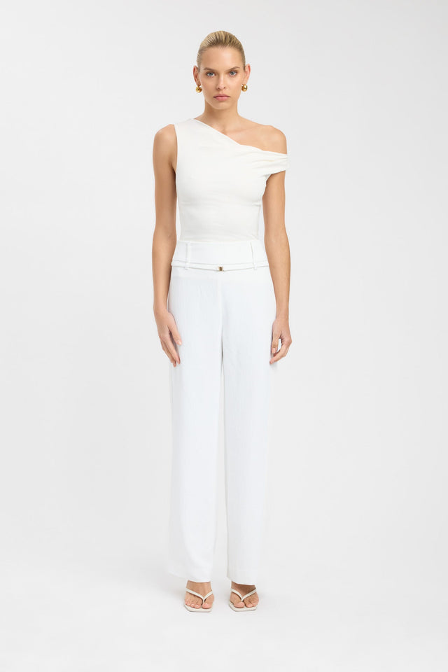 front Oyster Belt Pant Kookai relaxed High-rise white womens-regular-pants 