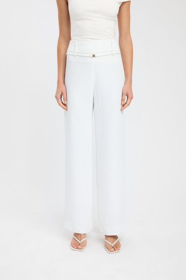back Oyster Belt Pant Kookai relaxed High-rise white womens-regular-pants 