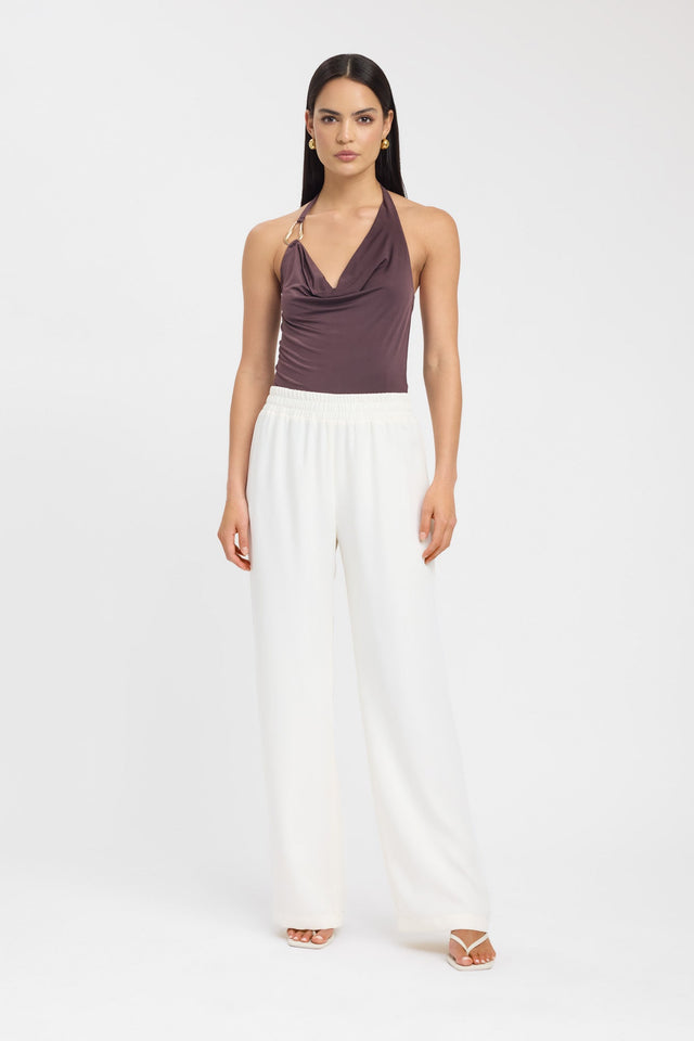 side Char Cowl Top Kookai Fitted Cowlneck Sleeveless Womens-Blouse 