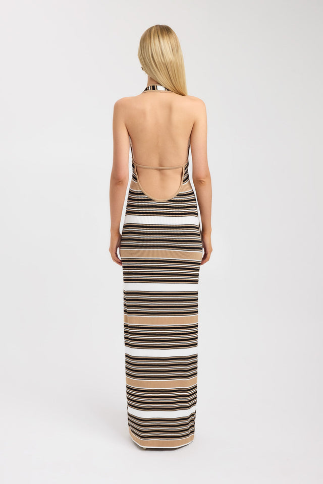 back Chelsea Stripe Low Back Dress Kookai Bodycon Maxi Fitted V-neck womens-dresses 