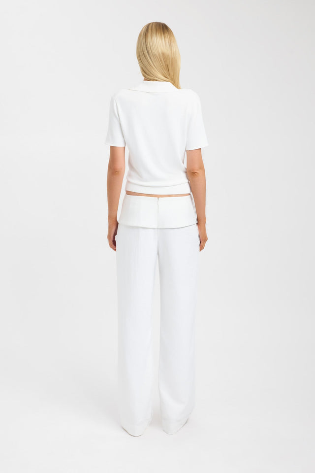 back Mayfair Polo Top Kookai Fitted V-neck Short sleeves Womens-Blouse 