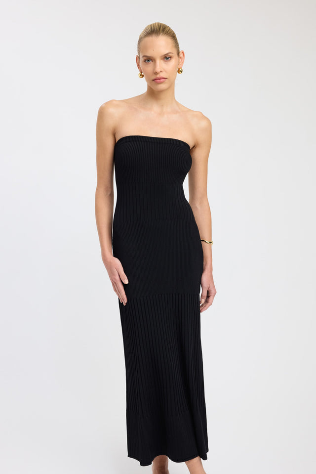 side Serah Strapless Dress Kookai Straight Maxi Fitted Straight brown womens-dresses 