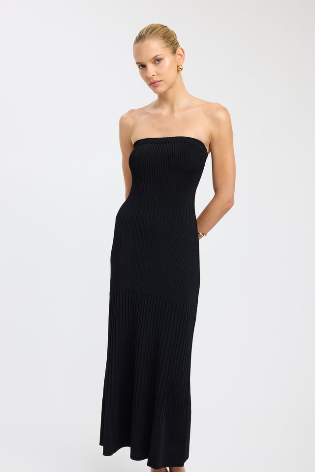 side Serah Strapless Dress Kookai Straight Maxi Fitted Straight brown womens-dresses 