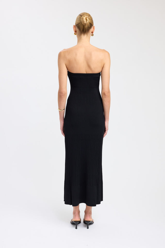 back Serah Strapless Dress Kookai Straight Maxi Fitted Straight brown womens-dresses 