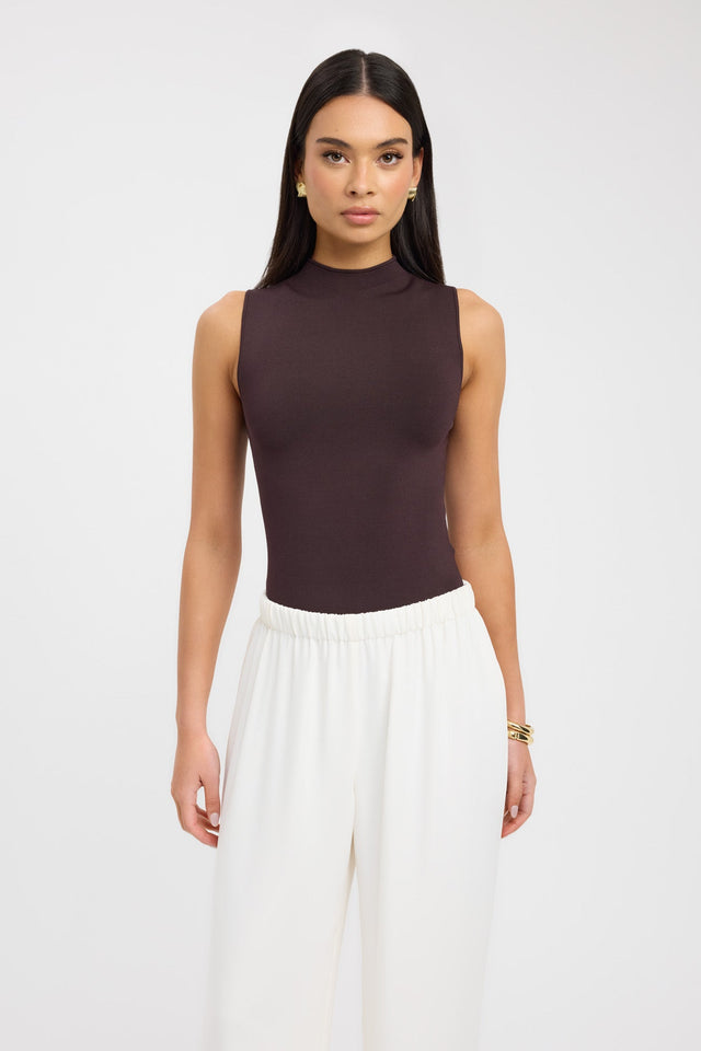 front Serenity Tank Kookai Fitted High-neck grey womens-singlets 