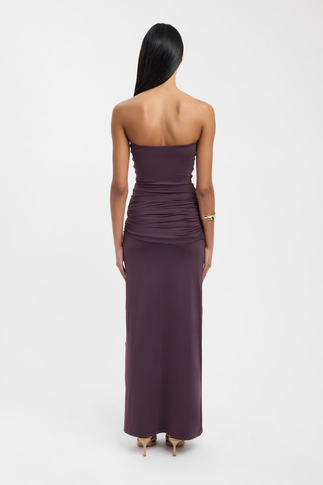 back Torin Trim Maxi Dress Kookai Bodycon Maxi Fitted Straight brown womens-dresses 