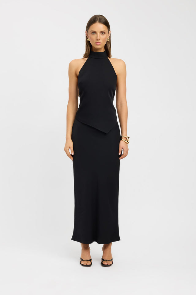 front Maria Halter Tie Top Kookai Fitted Highneck Sleeveless Womens-Blouse 
